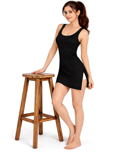 Image of ELEG & STILANCE Women's Hosiery Long Kurti Innerwear Slip Camisole Sameej - Knee-Length Mini Slip Dress | Soft & Nightwear (M to 2XL)