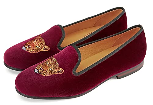 Journey West Men's Velvet Loafers Embroidery Slip-On Loafers Tuxedo Dress Shoes Smoking Slippers for Men2