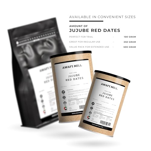 AWAFI MILL Jujube Red Dates - Premium Quality Dried Innub Fruit | Nutrient-Rich Sweet Snack - 100 g | 3.5 Oz