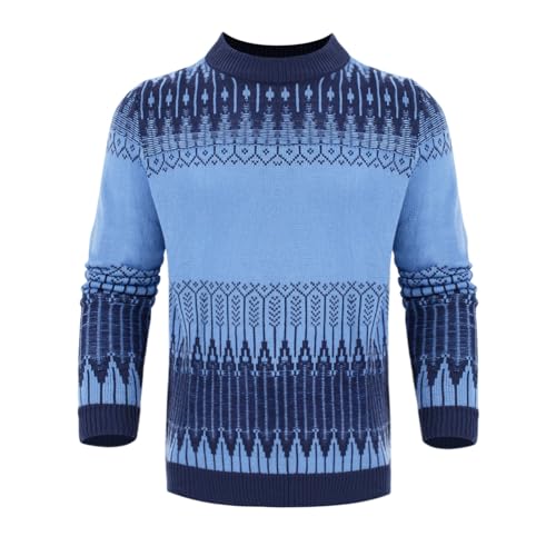 Men's Crewneck Pullover Sweater Unisex Fair Isle Long Sleeve Knitted Sweater