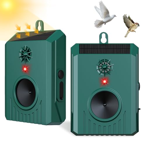 2026 Solar Ultrasonic Bird Repeller Outdoor Bird Deterrent for Outside Scare Birds Away Waterproof Woodpecker Deterrent Devices Goose Deterrent for Outside Patio Balconies Garden Farm 2Pcs