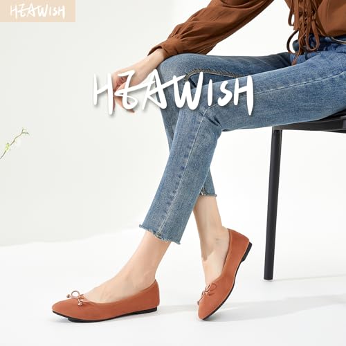 HEAWISH Womens Ballet Flats Shoes Black Poinet Toe Women's Flats Comfortable Suede Dressy Casual Shoes2