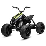 Kidzone Kids 12V Battery Powered Ride On ATV, 45W Motor Electric Vehicle 2 Speed Quad Bike w/ Plastic Tires Four Wheels Suspension, LED Headlight, MP3/USB Music Player - Green