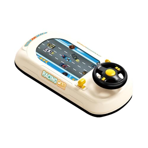 TAIZhiChen Jeu de Course avec Volant Interactif, Jouet de Simulation de Conduite avec Musique et Effets Sonores, Volant Éducatif pour Garçons 3-6 Ans, Robuste pour Développement Coordination, Blanc