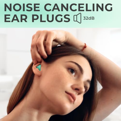 Image of Peace&Quiet PQ Wax Ear Plugs for Sleeping, Swimming - 50 Soft Noise Cancelling Silicone Gel Wax Earplugs for Sleep and Swimmers, Ear Protection with Sound Blocking Level of 32 Db, Green