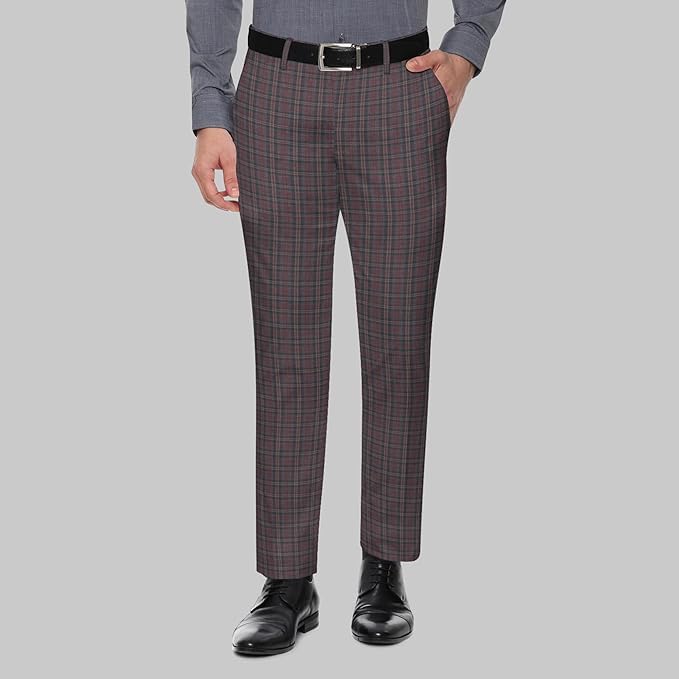 Image of BIGREAMS Unstitched Checkered Suiting Luxury Pants Fabric for Men - 1.5 Meter Pant Piece | Premium Blended Material | Soft Finish | Ideal for Formal Trousers