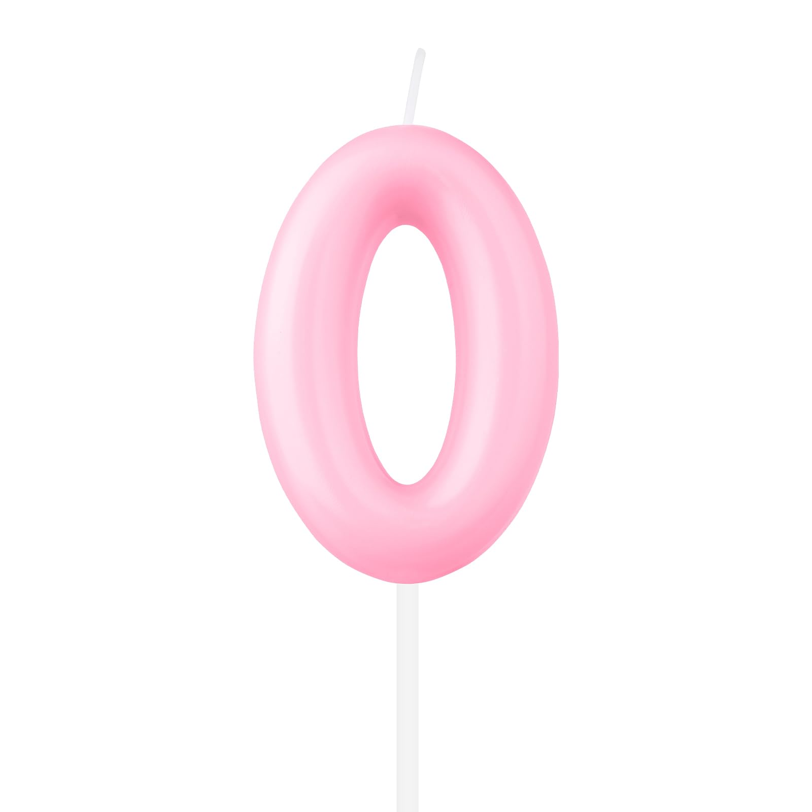 iNINGER Macaron Pink Number 0 Candles,Pink First Birthday Candles,Macaron Happy Birthday Candle for Cake,Pink Cake Topper Decorations for Girl Women