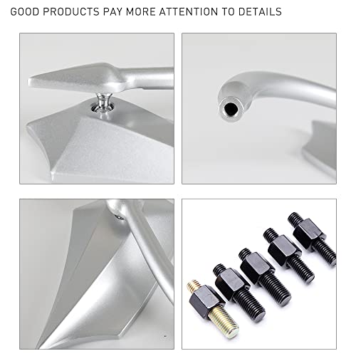 Image of DREAMIZER Motorcycle Mirrors for Handlebars - Universal 8MM 10MM Side Mirror for Street Glide Road King Street Dyna Bob Softail Sportster,Silver