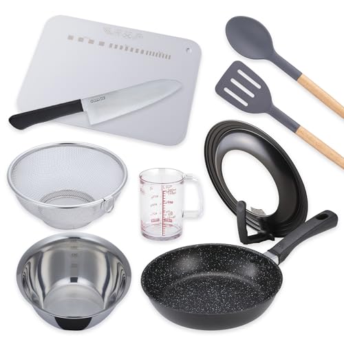 調理器具9点セット 貝印 一人暮らし 包丁 軽いフライパン PFOSフリー 新生活 キッチン用品 ボウル ざる 包丁 950RC1130