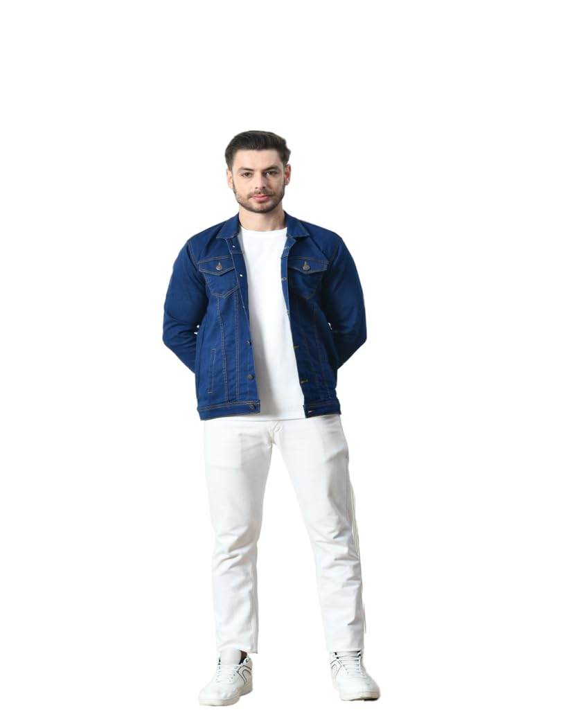 linaria Classic Dark Blue Denim Jacket, Regular Fit, Button Front Closure-picture-45
