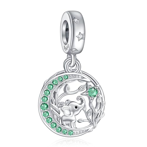 NINGAN 925 colgante de gatito de plata esterlina Brillante encanto de zafiro para collar de pulsera de mujer(A)