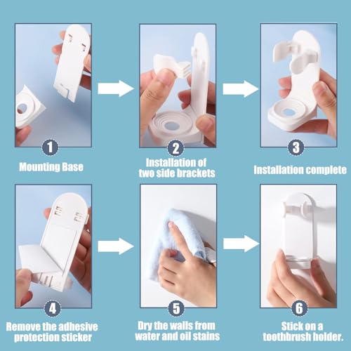 DOETYD 2 Packs Toothbrush Holder Electric Toothbrush Holder Wall Mounted Toothbrush Storage with Adhesive Plastic Electric Toothbrush Stand for Bathroom Wall White - Cosy Home Interiors DOETYD 2 Packs Toothbrush Holder Electric Toothbrush Holder Wall Mounted Toothbrush Storage with Adhesive Plastic Electric Toothbrush Stand for Bathroom Wall White - Image 5