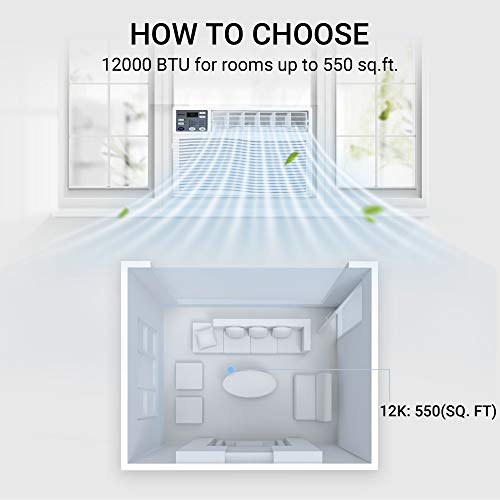 Gree 12,000 BTU Window Air Conditioner with Remote Control, 3 in 1 Air Conditioner Window Unit with Cooling, Dehumidifier, Fan functions, Quiet Window AC Unit for Rooms up to 550 Sq.ft.