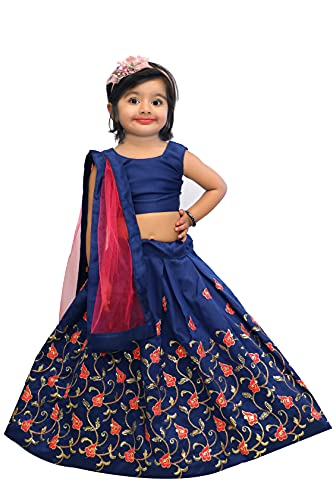 Image of Girl's Tafetta Silk Readymade Lehenga Choli