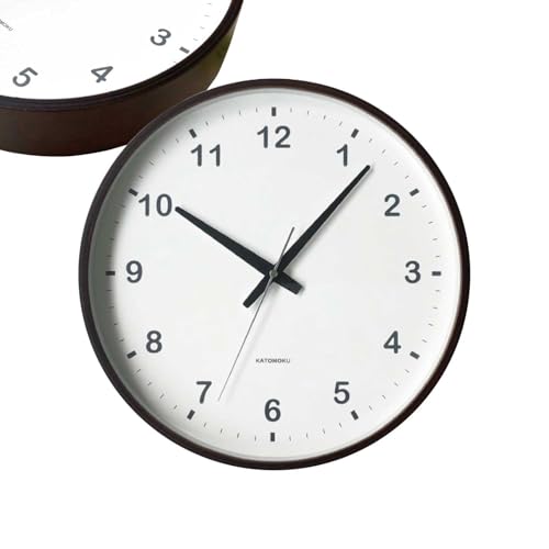 KATOMOKU plywood wall clock ブラウン km-35LRCS 掛け時計 連続秒針 直径30.4cm (SKP電波時計)
