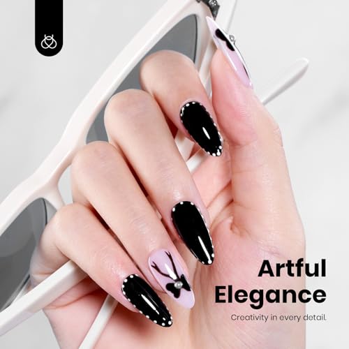Image of Beetles Black Gel Polish 2Pcs 0.51Fl.OZ Pure Black Gel Nail Polish Set 15ml Dark Base Color Soak Off Uv Nail Lamp Art Manicure DIY Design Gift for Women Long Nights Collection