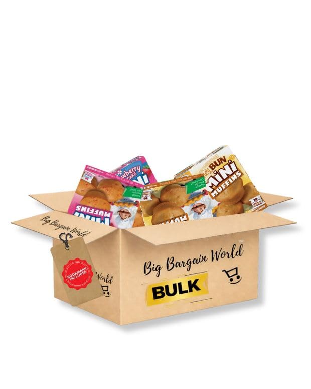 Multipack Gift Box Bundled By Big Bargain World Mini Muffins 2 Strawberry 2 Honey Buns Muffins Snack Cake Box Treat Variety Pack, 4 Pack Bundle Bonus Bookmark