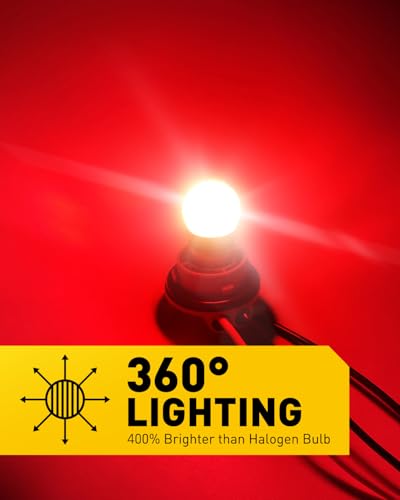 Image of AUXITO 1156 LED Bulb Red, Brake Light 7506 P21W BA15S Super Bright for Rear Brake Lights Tail Lights, Pack of 2