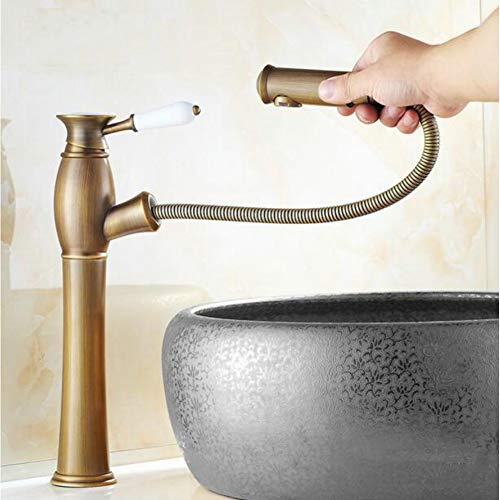 Robinet mitigeur de salle de bain en laiton antique réglage eau chaude et froide