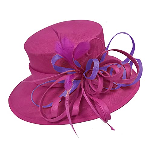 Chapeau à large bord pour mariage en dégradé rose fuchsia et Violet Cadbury