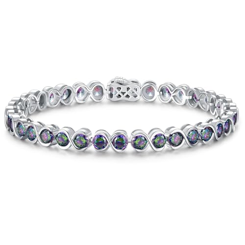 ETERMBOL June Birthstone Bracelets for Women Sterling Silver 7 Inch Infinity Alexandrite Tennis Bracelets Wedding Anniversary Birthday Jewelry Gifts for Women Wife Girlfriend Mom Her