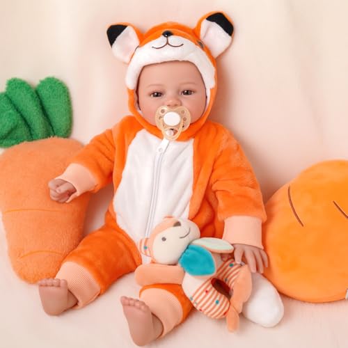 Muñeca Baby BABESIDE 38 cm cuerpo suave en disfraz de zorro miniatura 6