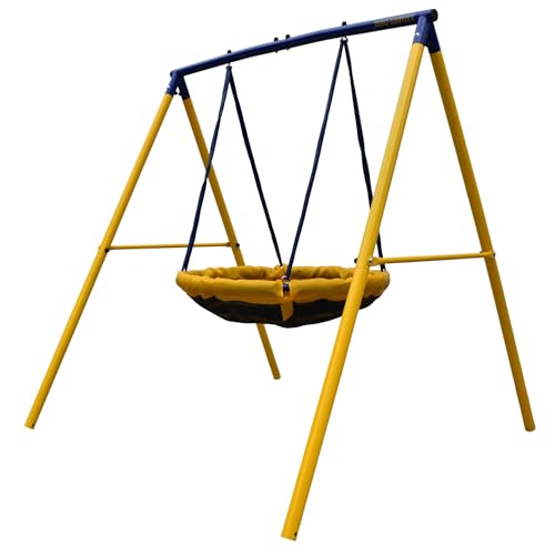 Zero Gravity Balançoire de Jardin avec Cadre métallique Stable & Inoxydable. Plaisir de Jardin pour jusqu'à 4 Enfants - Chaînes de balançoire pour Plus de...