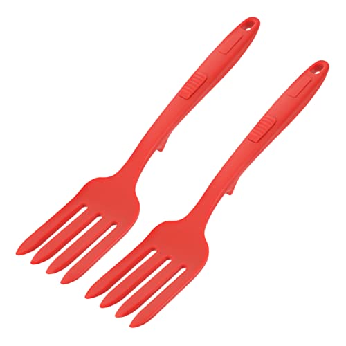 COLLBATH Silicone Forks for Salad Pasta Large Kitchen Forks Comfort Grip Non-slip Design Perfect for Stirring Serving