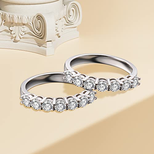 7 Stone 0.7ct Moissanite Wedding Bands Half Eternity Stackable Engagement Radiant Cut Sterling Silver Ring Anniversary Jewelry Gifts3