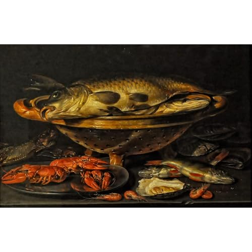 Impression giclée roulée Nature morte avec poisson tableau Anvers 76x101