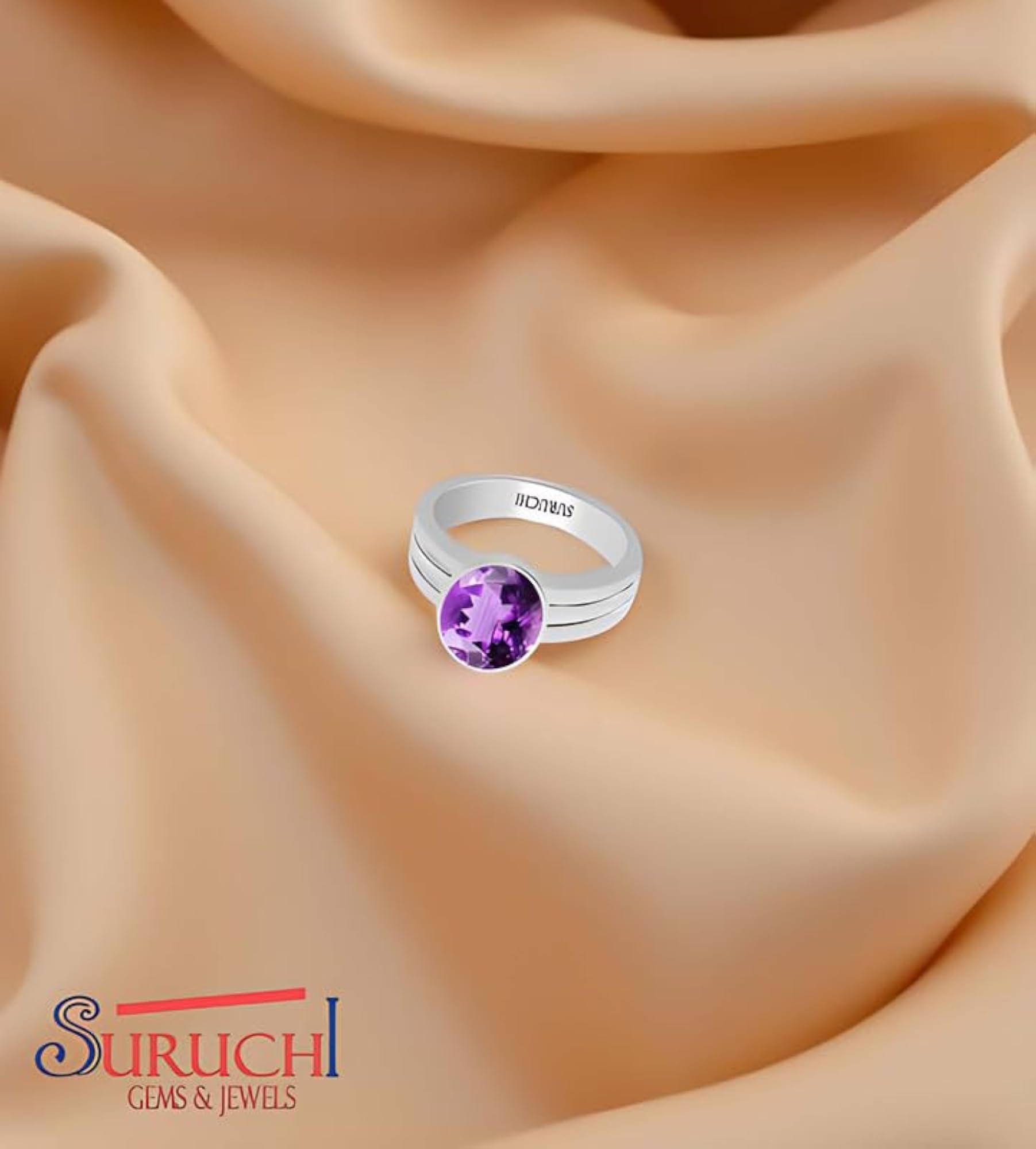 Sterling Silver Amethyst Astrological Gemstone Ring, Unisex
