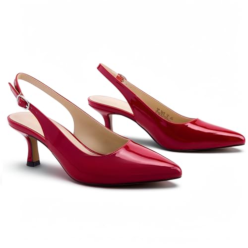 Image of Ankis Women's Slingback Kitten Heels Closed Pointed Toe 2.5in Dress Pumps