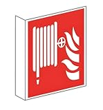 Fahnenschild Brandschutzzeichen „Wandhydrant“ stabile und flexible PP-Qualitäts-Kunststoffplatte nach ISO 7010 (F002) & DIN 67510 nachleuchtend | 15 x 15 cm Made in Germany