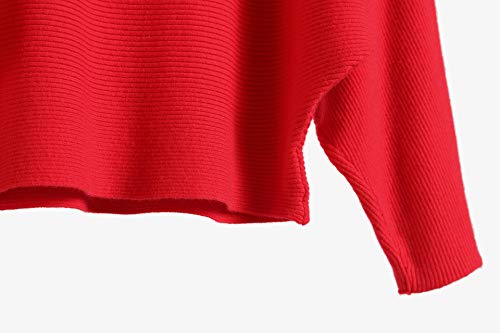 Image of EDSTAR Women Dolman Batwing Sleeves Knitted Sweaters Winter Boat Neck Pullovers Tops
