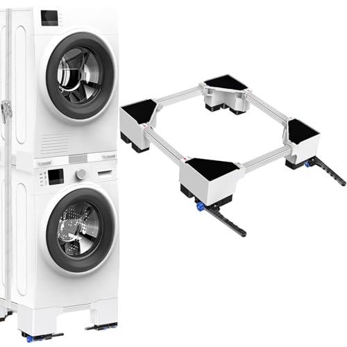 NIUXX Universal-Waschmaschinenbasis, Roller Transportroller, Anti-Vibrationsfunktion, Einstellbare Bremsen, Größenverstellbar (Schwarz, Höhe：12 cm（4.72 in）)