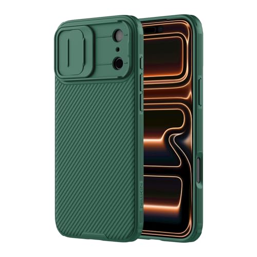 Image of Nillkin for iPhone 17 Pro Max Case with Slide Camera Cover, Thin Slim Fit, Shockproof Protective, Protector Privacy, Phone Case iPhone 17 Pro Max Camera Lens Protector 6.9 inch, Green