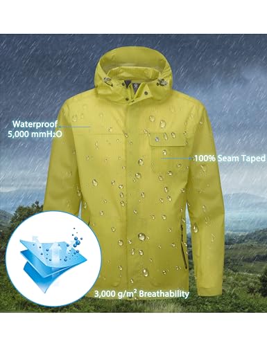 Image of Little Donkey Andy Men's Waterproof Rain Jacket Coat, Lightweight Raincoat Windbreaker with Hood for Golf Hiking, UPF 30