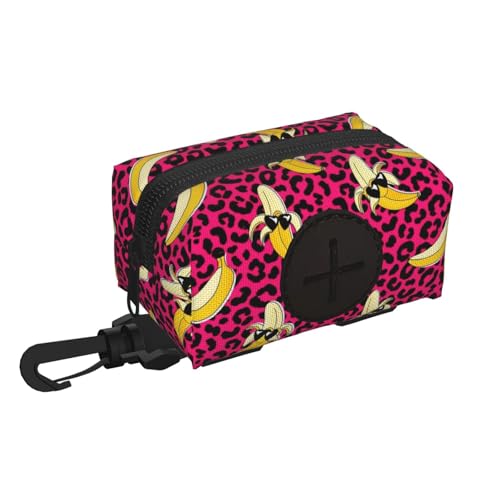 MZERSE Portable Dog Poop Bag Dispenser Banana Leopard Pattern, Zippered