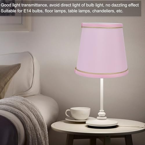 Small Pink Lamp Shades Set of 2, European Style Barrel Fabric Lampshade Small Lamp Shade for Table Lamps Replacement Table Chandelier - Image 3