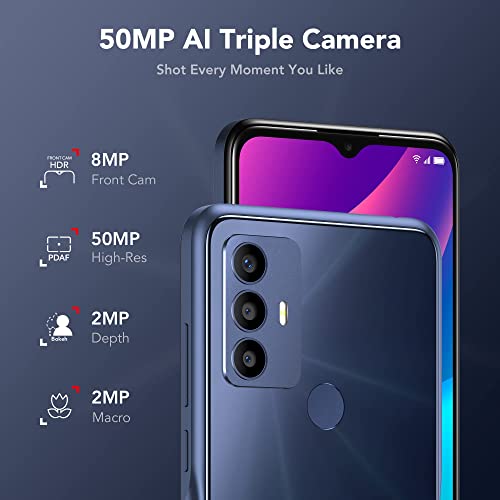 Tcl 30 Se Unlocked Cell Phone, 128Gb Rom + 4Gb Ram Android Phone, 6.52" Hd Display Cell Phone, Smartphone With 50Mp Ai Triple-Camera, 5000Mah Battery, Us Version Mobile Phone, Phone, Atlantic Blue #TOP3