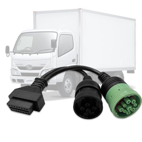 AMHTDOL OBD to Type 2 Green 9 Pin J1939 and 6 Pin J1708 to OBD2 Split Y Cable,Fit for Diesel Truck Freightliner Diagnostic Connector, OBD2 Adapter Cable for Commercial Vehicles and Heavy Duty Trucks
