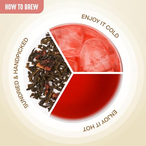 Image of House of Hindraj Berrylicious Queen Strawberry Green Tea Loose Leaves 50 g Organic Green Tea, Fruity Strawberry Ice Tea No Added Sugar, Antioxidant Rich, Refreshing Cold Brew