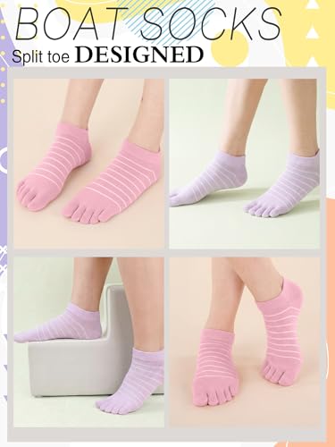 Image of Sintege 5 Pairs Stripe Toe Socks Women Colorful Finger Sock with Toes Separated Ankle Socks for Athletic Running Women Men