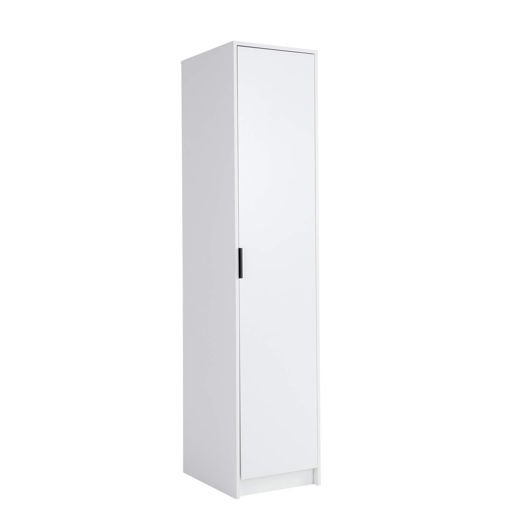 Home Source Phoenix Wardrobe with 1 Door | 180cm Tall White| Hanging Rail & Storage Shelf | Contemporary Bedroom Furniture | 40D x 48W x 180H cm