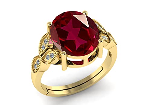 Image of LMDPRAJAPATIS 7.25 Ratti 6.50 Carat Ruby Manik Original Certified Gold Plated Gemstone Adjustable Ring For Men With Lab Certificate