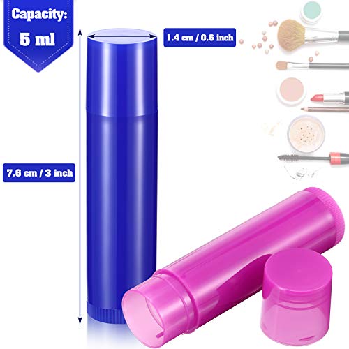 64 Pieces Lip Balm Tubes 5 ml Empty Lip Gloss Balm Containers Refillable Rotatable Plastic Lipstick Tubes DIY Lip Gloss Balm Tube Holder for DIY Cosmetic, 8 Colors