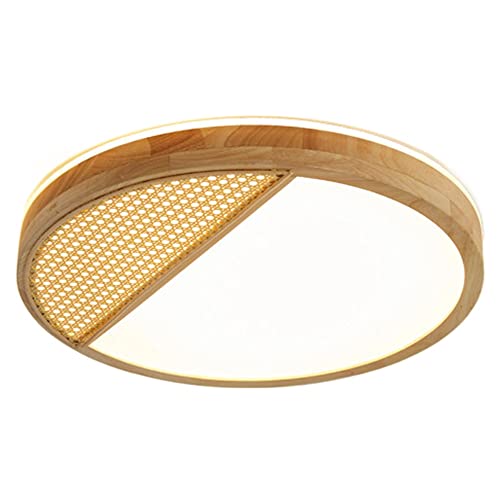 PFRANK Lámpara Techo De Instalación Empotrada De 23,6 Pulgadas, Luz Techo Ahorro Simple Redonda De Madera, Luminaria Decorativa Para Dormitorio De 3000K, para Gimnasio, Tienda De Ropa, Comedor