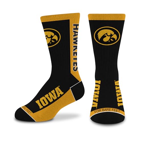 For Bare Feet NCAA IOWA HAWKEYES MVP Crew Sock Team Color Youth