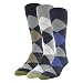Gold Toe Men's Carlyle Argyle Crew Socks, 3 Pairs, Navy/Grey, Shoe Size: 6-12.5