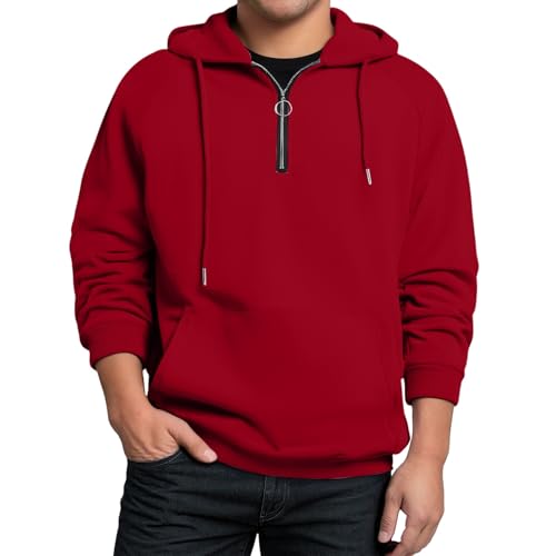 Mens Fashion Pullover Hoodies Long Sleeve Drawstring Button Texture Hooded Sweatshirt4